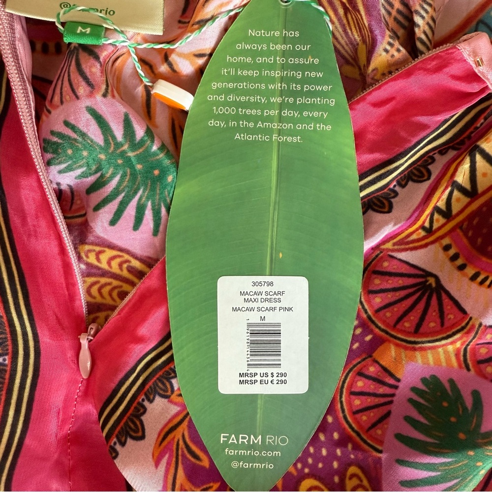 NWT Anthropologie Farm Rio Macaw Scarf Maxi Dress - Picture 13 of 14